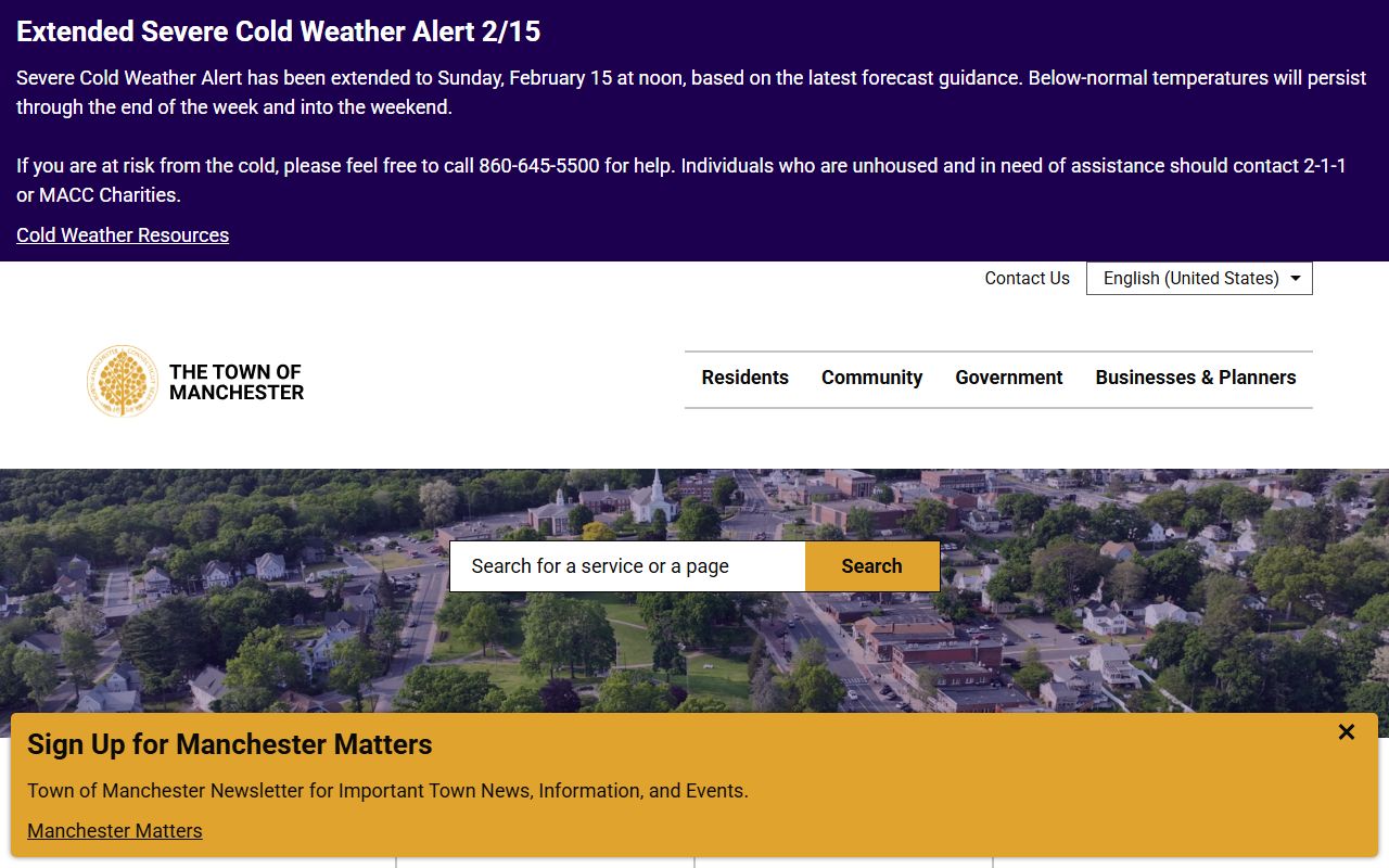 Manchester Police Department and town facilities serving the community